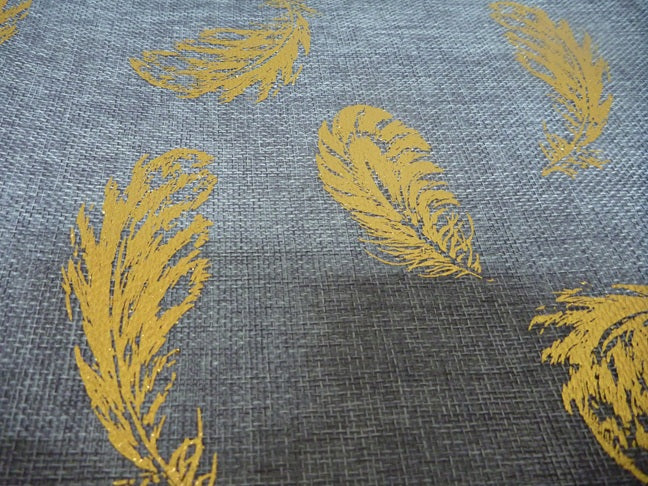 Black Ginger Grey and Gold Feather Table Runner 28 x 270cm