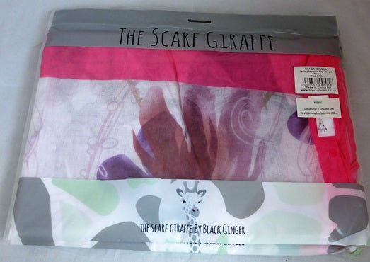 Black Ginger Jadra Magnolia Blossom Pink Floral Scarf