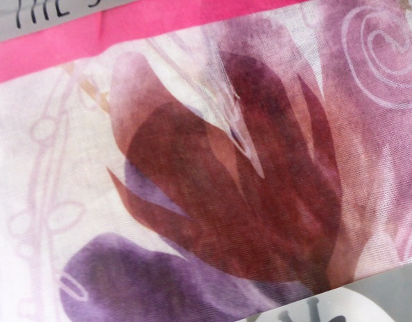 Black Ginger Jadra Magnolia Blossom Pink Floral Scarf