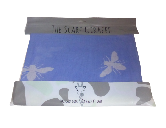 Black Ginger Kat Jackson Bee Silhouette Scarf - Blue Cornflower