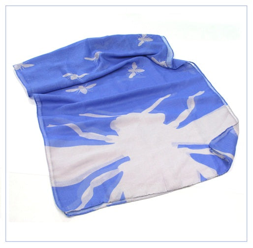 Black Ginger Kat Jackson Bee Silhouette Scarf - Blue Cornflower