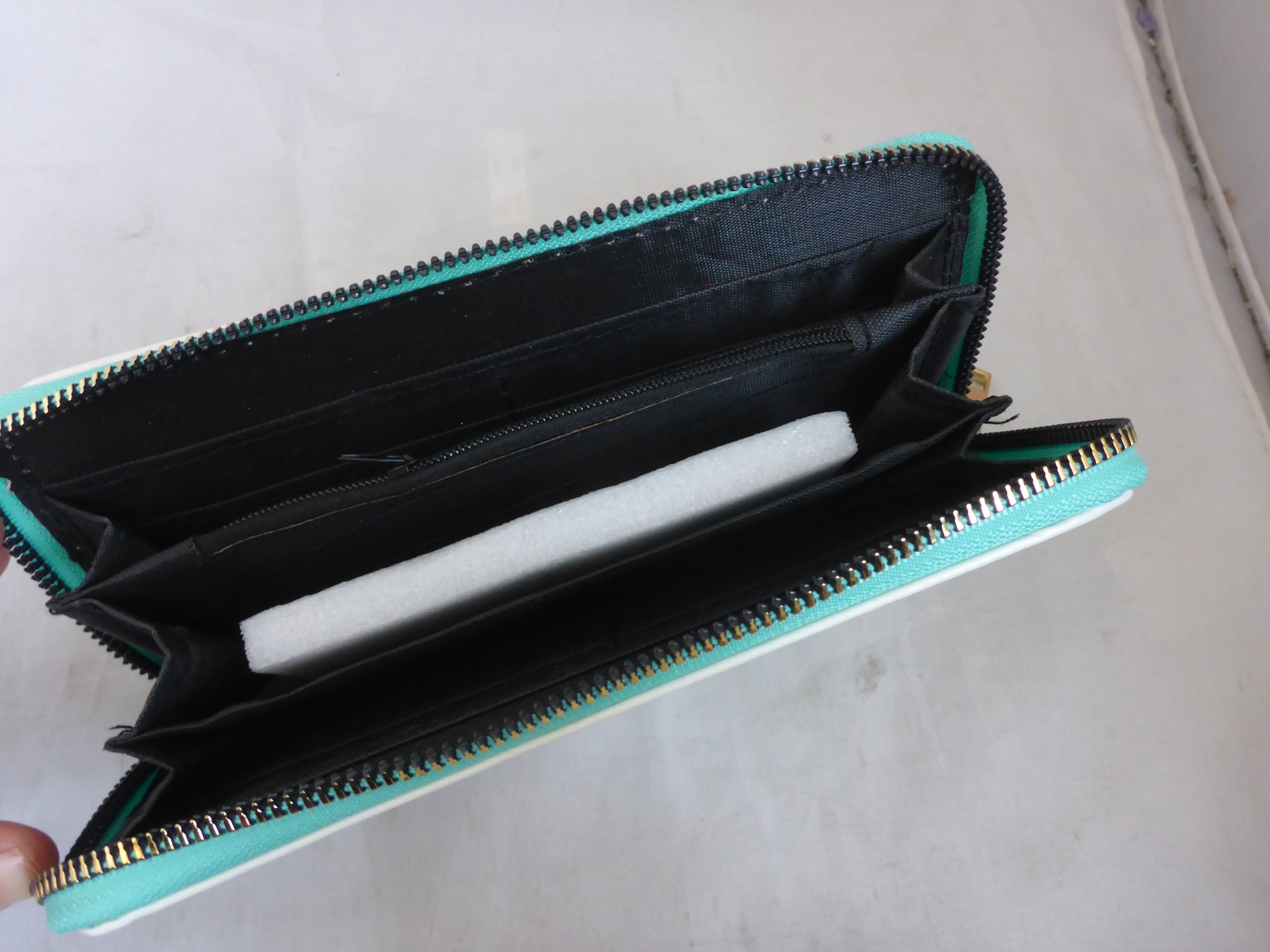 Black Ginger Kat Jackson Blue Butterfly Large Zip Purse