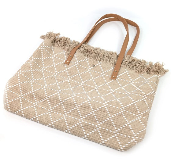 Black Ginger Large Tasselled Tote Bag – Diamond Weave Beach & Shopper Bag