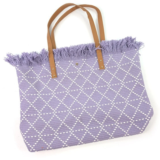 Black Ginger Large Tasselled Tote Bag – Diamond Weave Beach & Shopper Bag