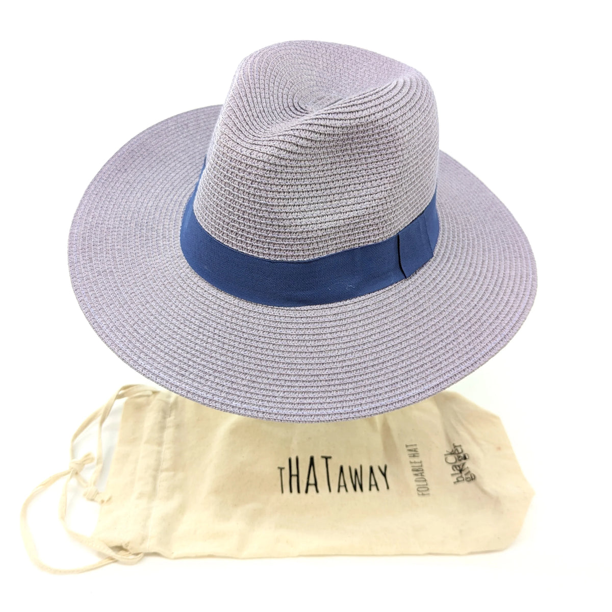 Black Ginger Panama Hat Foldable Roll Up + Travel Bag - Lavender Purple