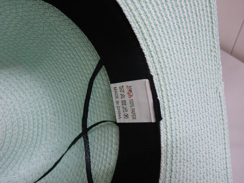 Black Ginger Panama Hat Foldable Roll Up + Travel Bag - Mint Green