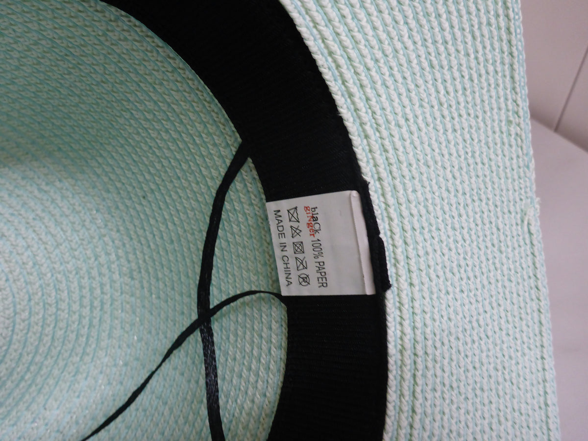 Black Ginger Panama Hat Foldable Roll Up + Travel Bag - Mint Green