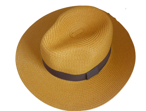 Black Ginger Panama Hat Foldable Roll Up + Travel Bag Mustard Yellow