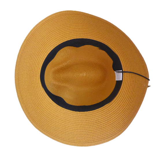 Black Ginger Panama Hat Foldable Roll Up + Travel Bag Mustard Yellow