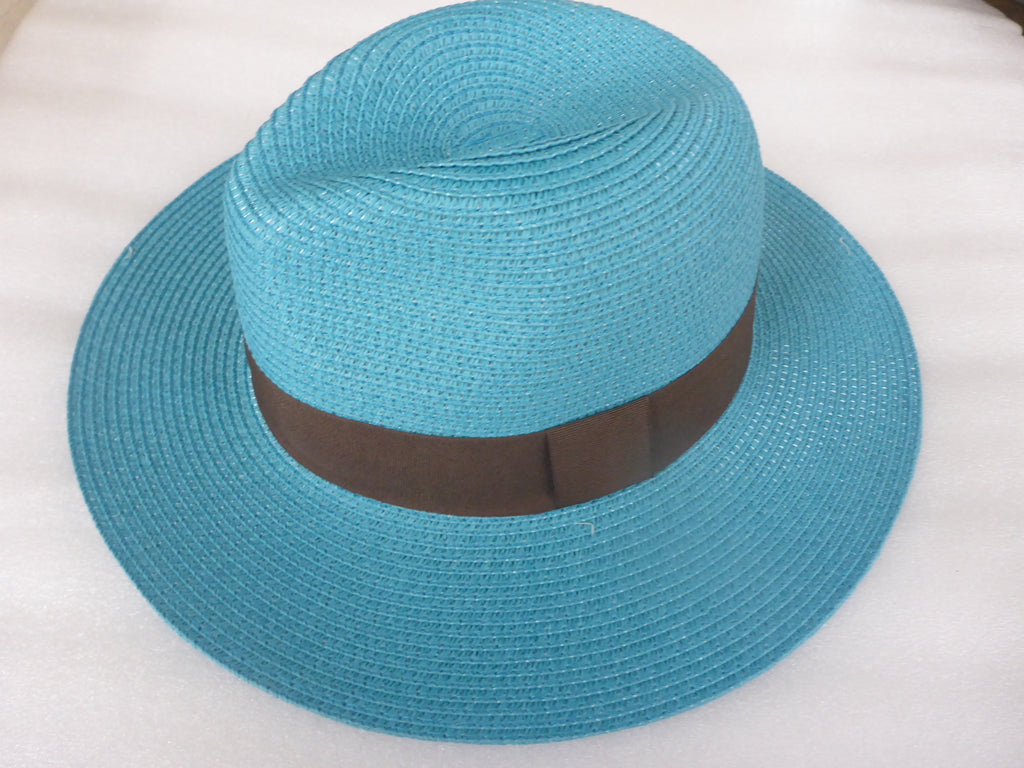 Black Ginger Panama Hat Foldable Roll Up + Travel Bag - Royal Blue