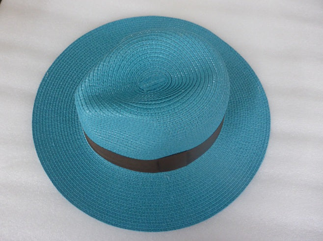 Black Ginger Panama Hat Foldable Roll Up + Travel Bag - Royal Blue