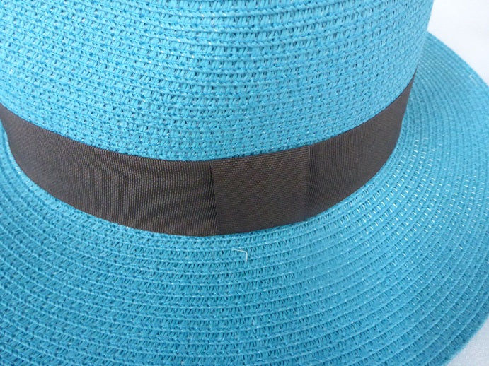 Black Ginger Panama Hat Foldable Roll Up + Travel Bag - Royal Blue