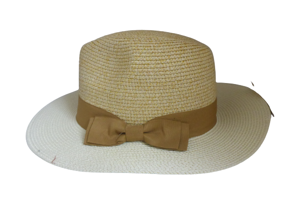 Black Ginger Foldable Panama Sun Hat | Cream & Yellow with Brown Band + Travel Bag
