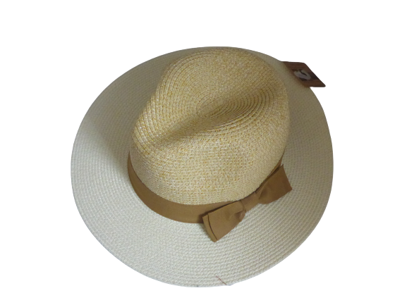 Black Ginger Foldable Panama Sun Hat | Cream & Yellow with Brown Band + Travel Bag