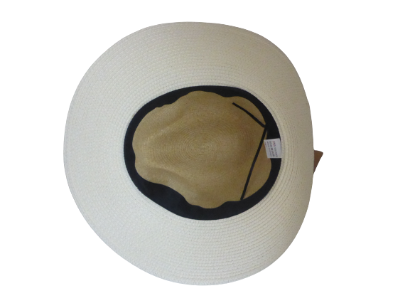 Black Ginger Foldable Panama Sun Hat | Cream & Yellow with Brown Band + Travel Bag