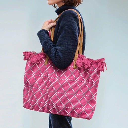Black Ginger Large Tasselled Tote Bag – Diamond Weave Beach & Shopper Bag