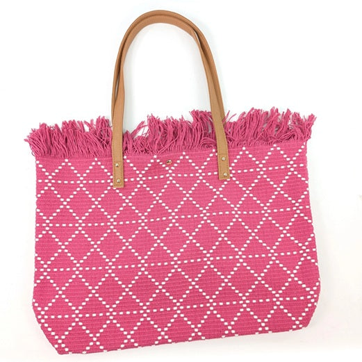 Black Ginger Large Tasselled Tote Bag – Diamond Weave Beach & Shopper Bag