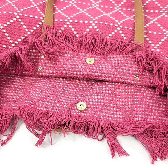 Black Ginger Large Tasselled Tote Bag – Diamond Weave Beach & Shopper Bag