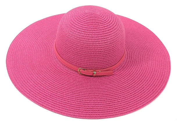 Black Ginger Bright Bold Pink Wide Brim Foldable Sun Hat with Travel Bag