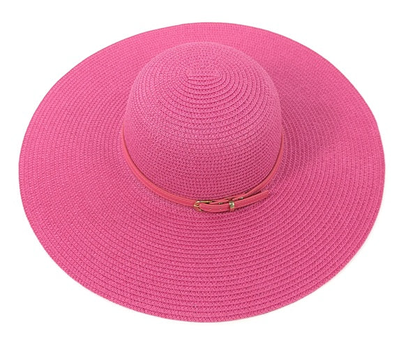 Black Ginger Bright Bold Pink Wide Brim Foldable Sun Hat with Travel Bag