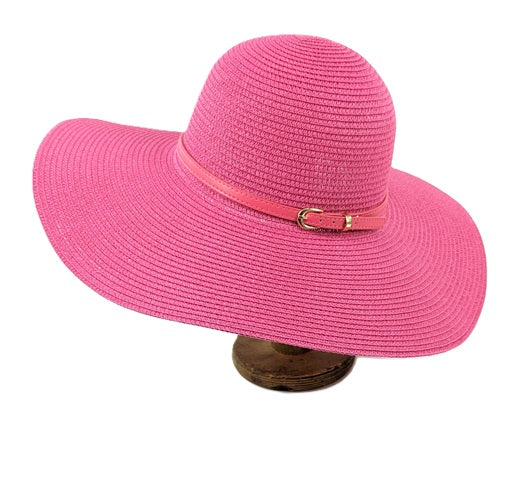 Black Ginger Bright Bold Pink Wide Brim Foldable Sun Hat with Travel Bag