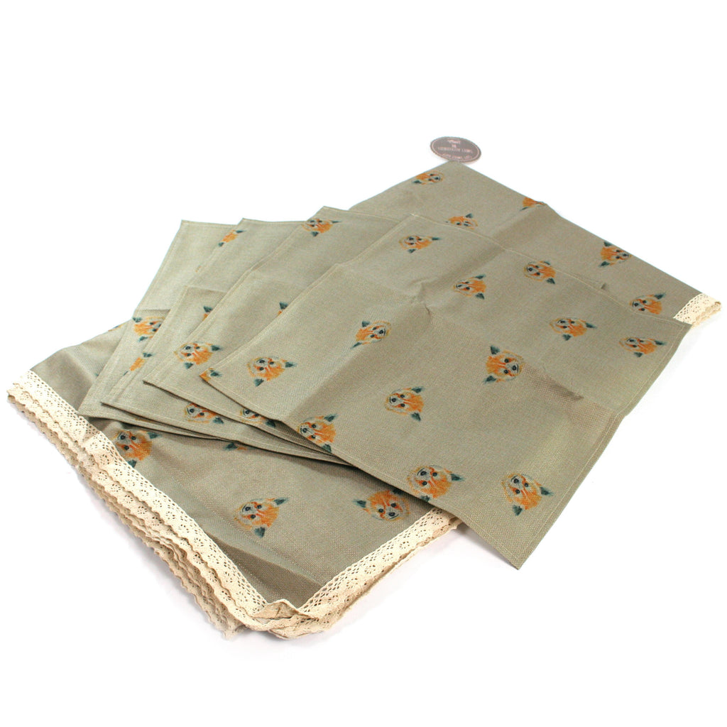 Black Ginger Red Panda Rectangular Tablecloth 180x140cm with 4 Cloth Napkins