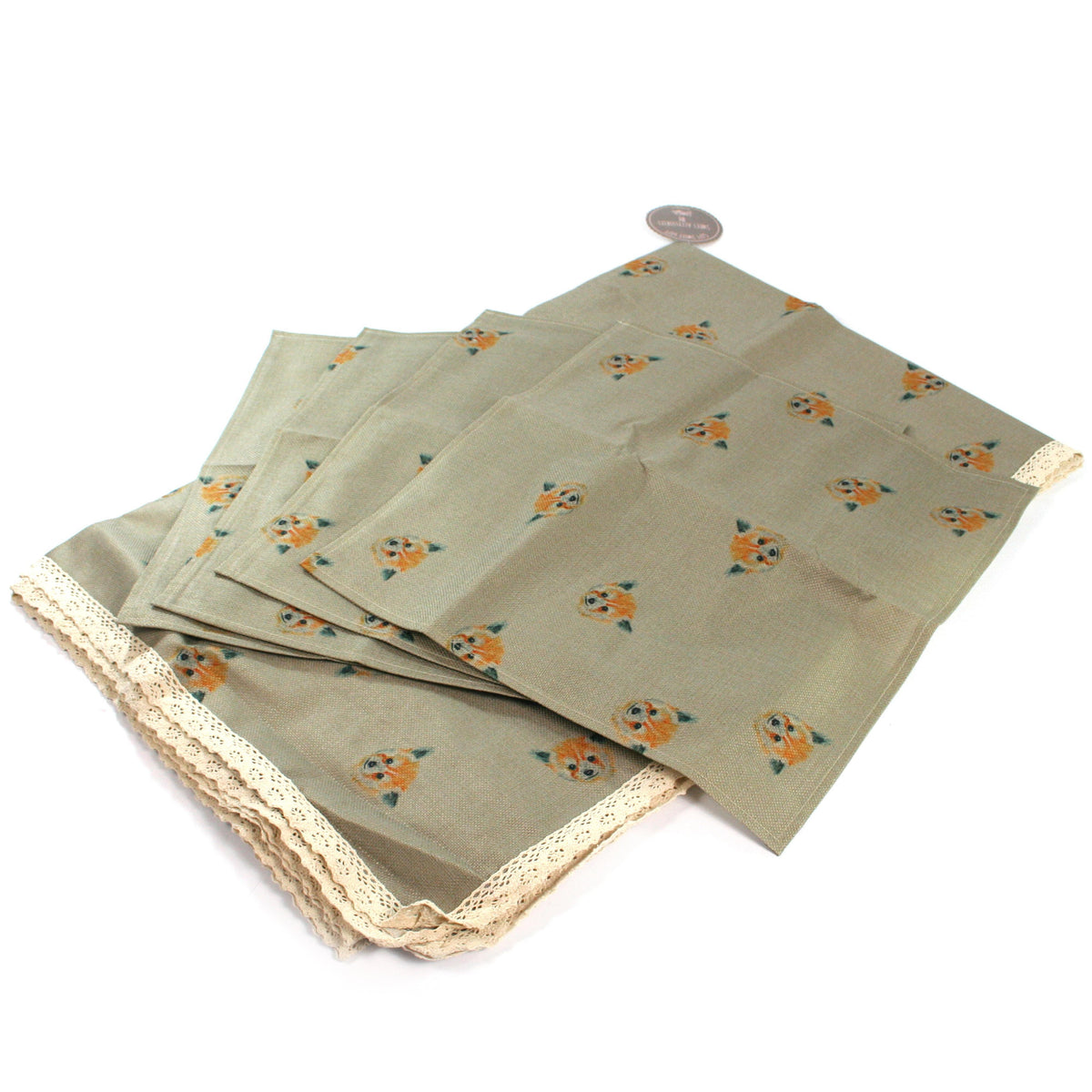 Black Ginger Red Panda Rectangular Tablecloth 180x140cm with 4 Cloth Napkins