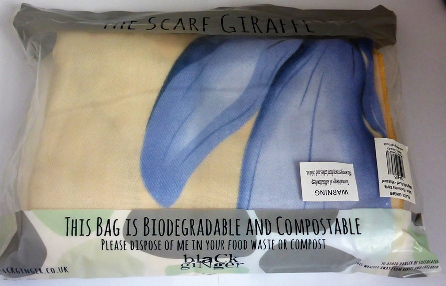 Black Ginger Magnolia Pashmina Style Scarf Mustard & Grey 180cm x 70cm