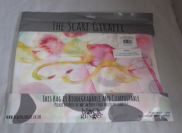 Black Ginger Sines Abstract Flamingo Scarves Pink & Blue Set of 2