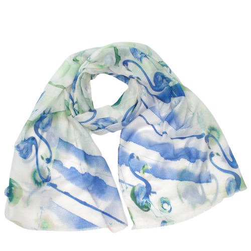 Black Ginger Sines Abstract Flamingo Scarves Pink & Blue Set of 2