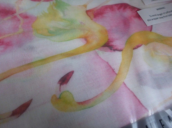 Black Ginger Sines Abstract Flamingo Scarves Pink & Blue Set of 2
