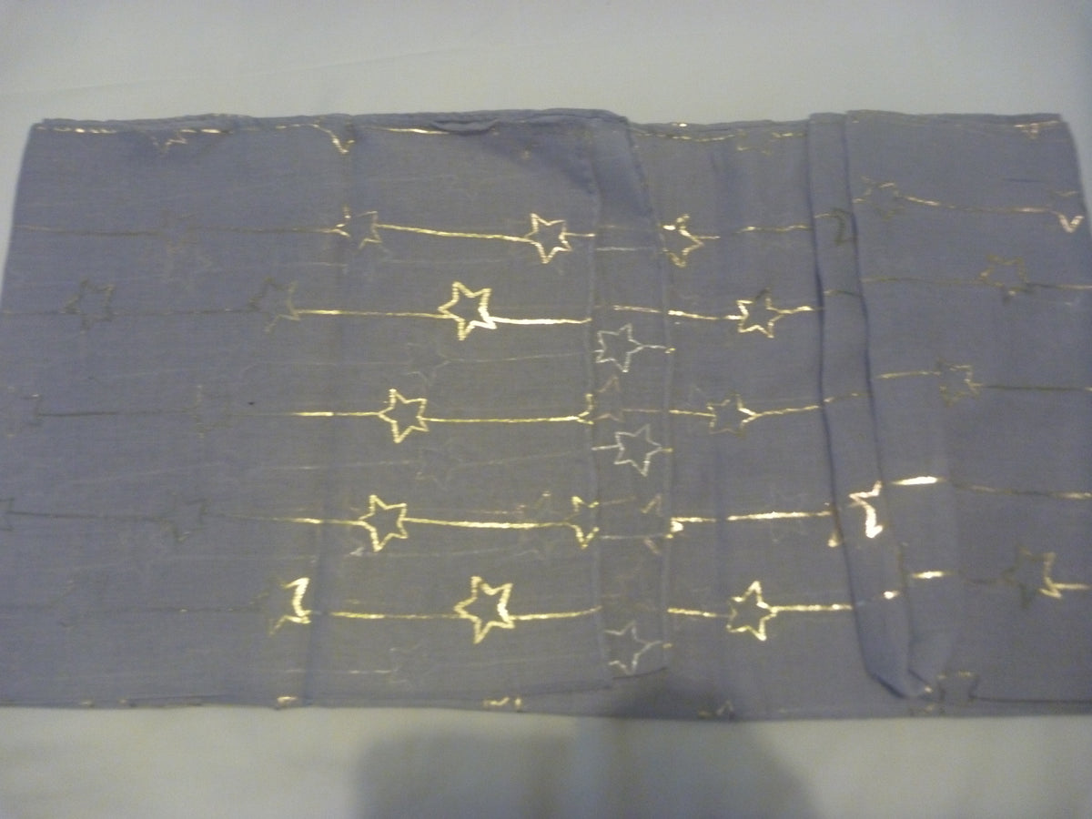 Black Ginger Star Line Grey Scarf with Silver Stars