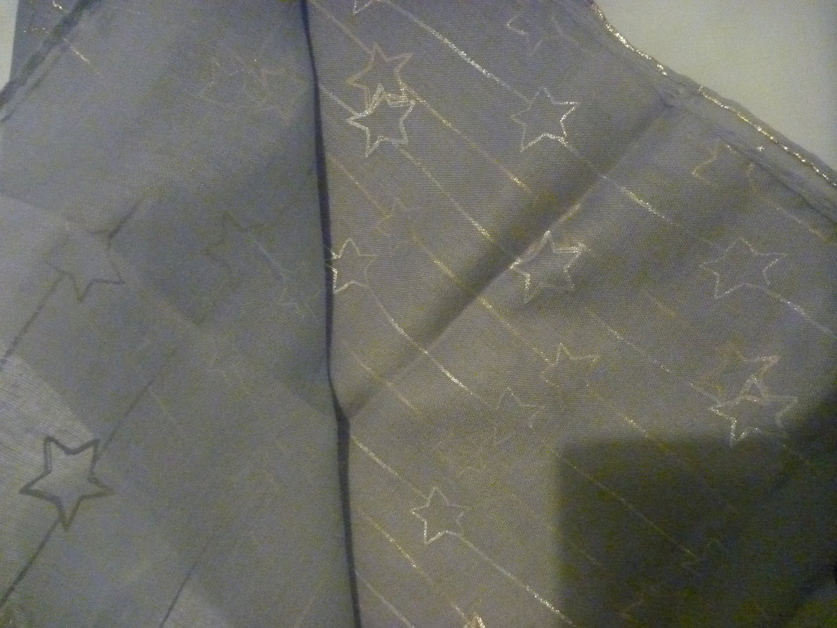 Black Ginger Star Line Grey Scarf with Silver Stars