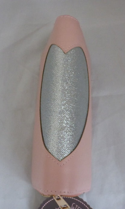 Black Ginger Pink Glitter Heart Large Zip Purse