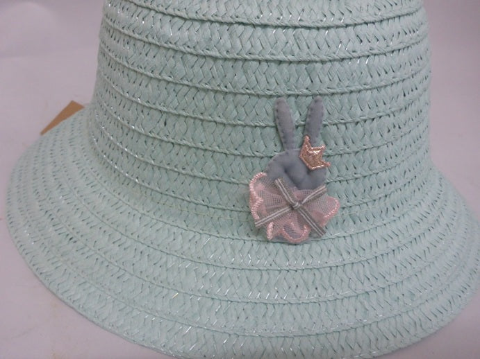 Black Ginger Children's Blue Bunny Foldable Sun Hat and Matching Bag Set