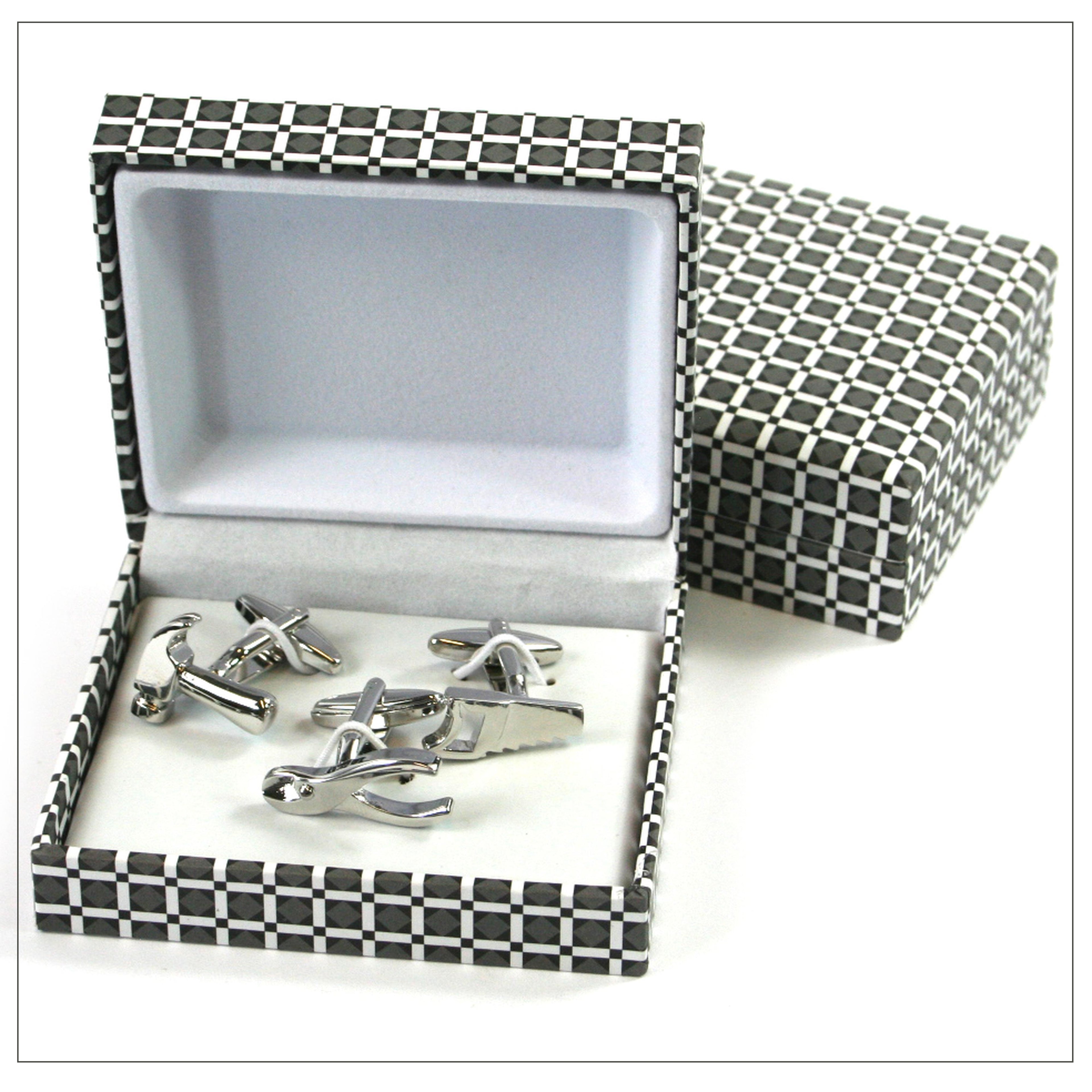 Black Ginger DIY Tool Design Cufflinks 3 Piece Gift Box Set
