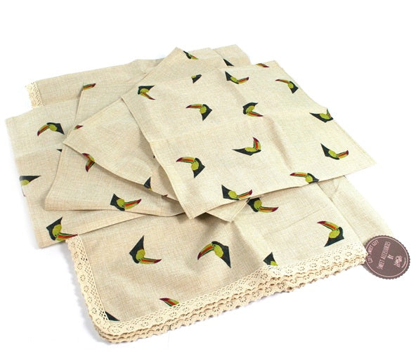 Black Ginger Kat Jackson Toucan Rectangular Tablecloth 180x140cm with 4 Cloth Napkins