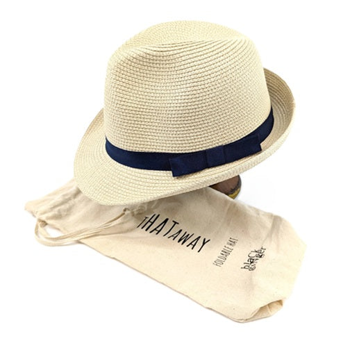 Black Ginger Trilby Foldable Hat  + Travel Bag - Dark Ribbon Band