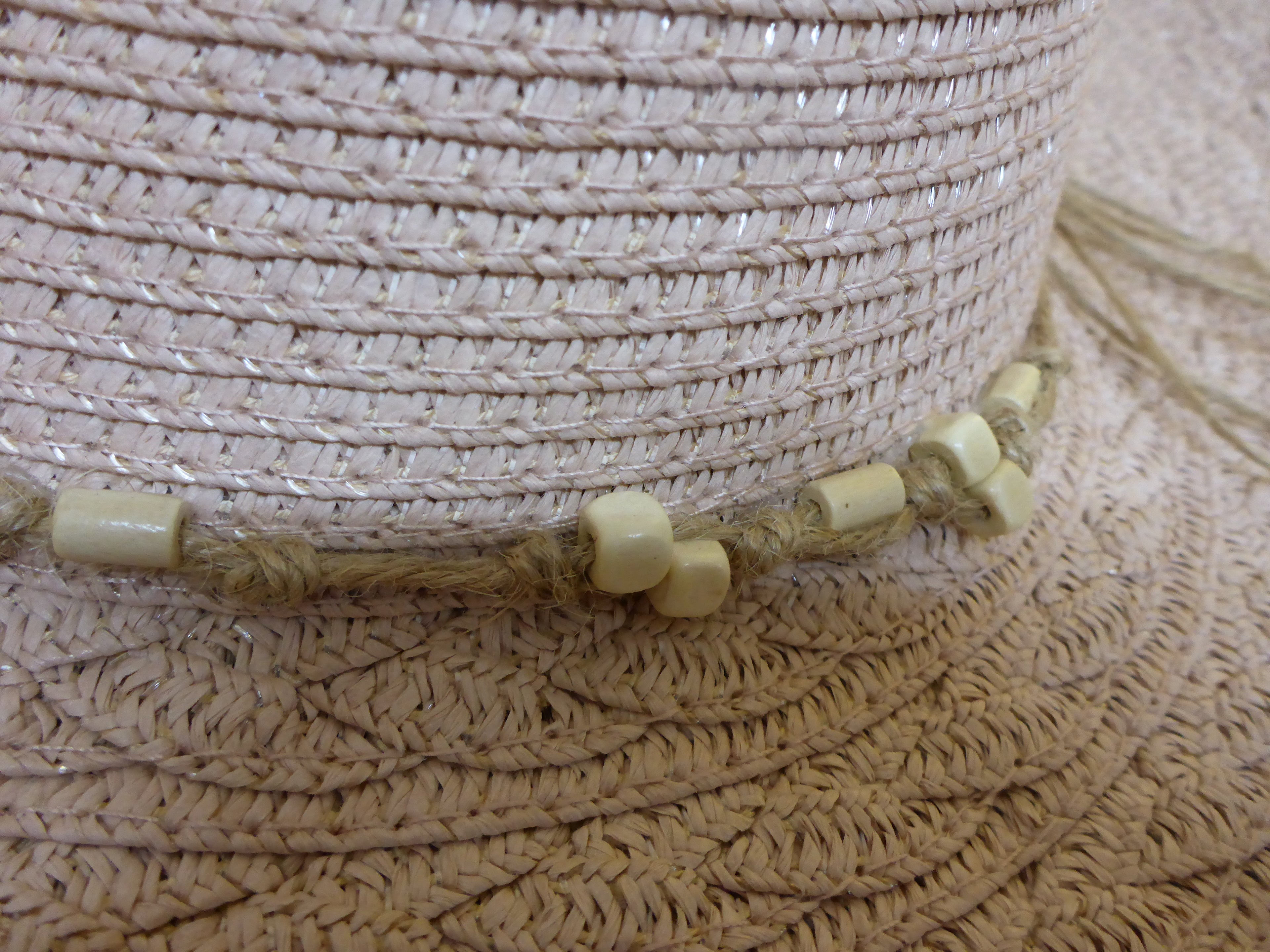 Black Ginger Foldable Wide Brim Sun Hat Beaded Pink with Bow & Travel Bag