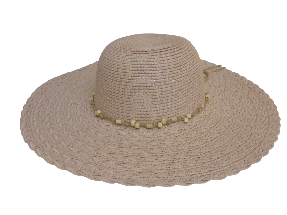 Black Ginger Foldable Wide Brim Sun Hat Beaded Pink with Bow & Travel Bag