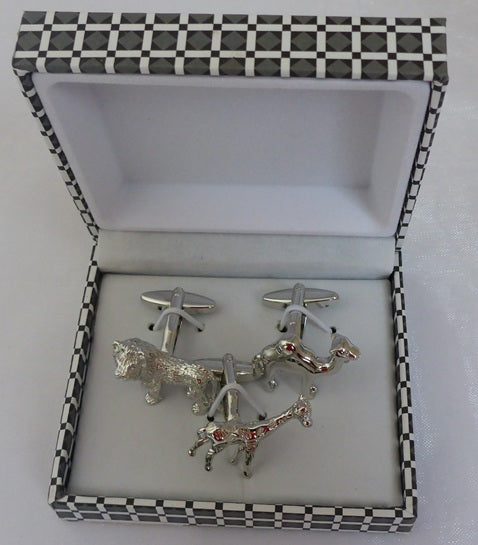 Black Ginger Wild Animal Cufflink Set | 3 Designs in a Gift Box