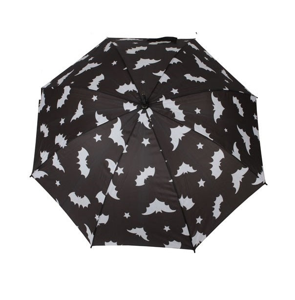 Gothic Halloween Large Stick Umbrella - Bat & Stars / Spider Web Designs