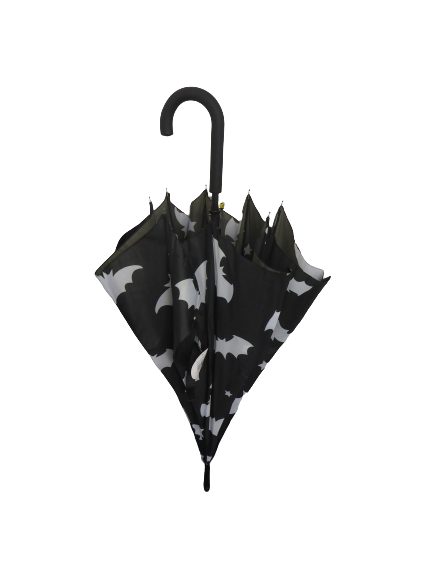 Gothic Halloween Large Stick Umbrella - Bat & Stars / Spider Web Designs