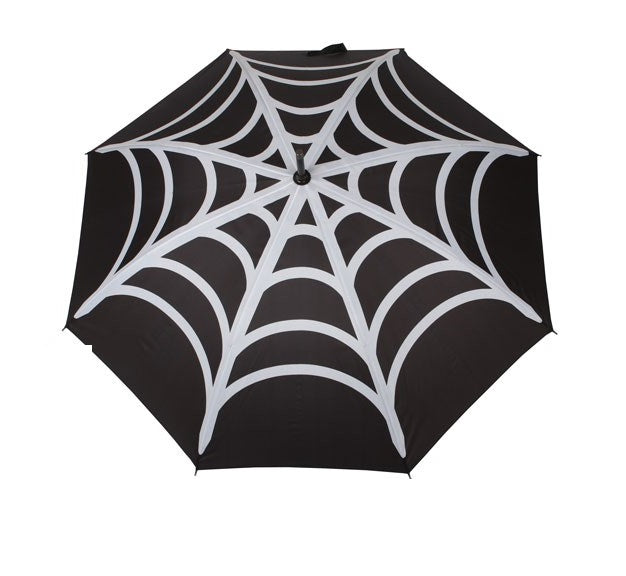 Gothic Halloween Large Stick Umbrella - Bat & Stars / Spider Web Designs