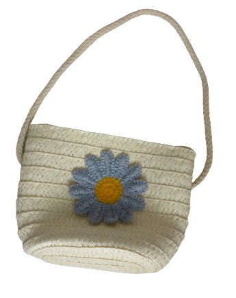 Black Ginger Children's Cream Blue Flower Sun Hat with Matching Bag & Travel Pouch