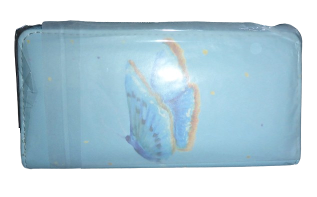 Black Ginger Kat Jackson Blue Butterfly Large Zip Purse