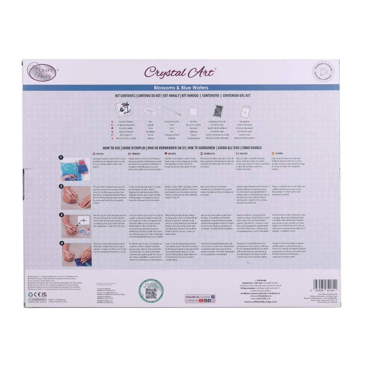 Craft Buddy Blossoms & Blue Waters Crystal Art Canvas Kit 40 x 50cm