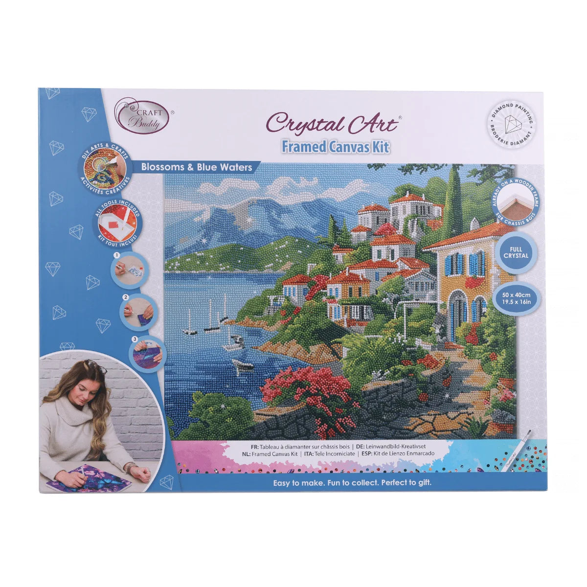Craft Buddy Blossoms & Blue Waters Crystal Art Canvas Kit 40 x 50cm
