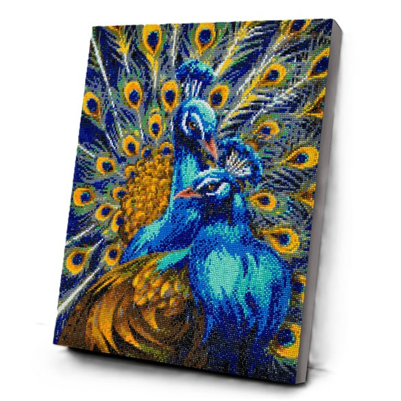 Blue Rhapsody Peacocks Crystal Art Canvas Kit | 40 x 50cm | Craft Buddy