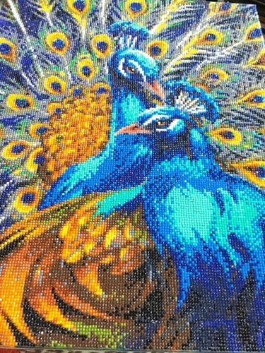 Blue Rhapsody Peacocks Crystal Art Canvas Kit | 40 x 50cm | Craft Buddy